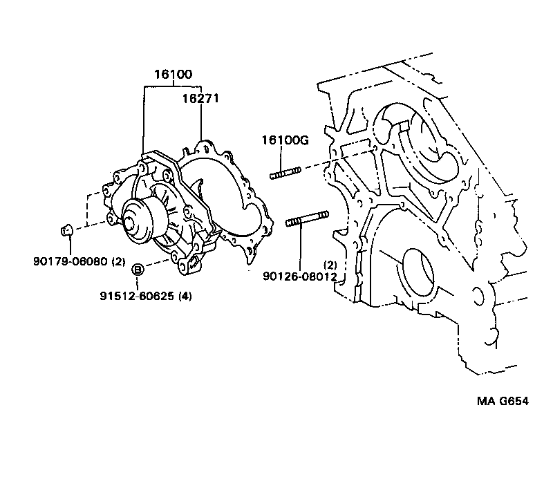 16100-69335 PUMP ASSY, ENGINE WATER product image