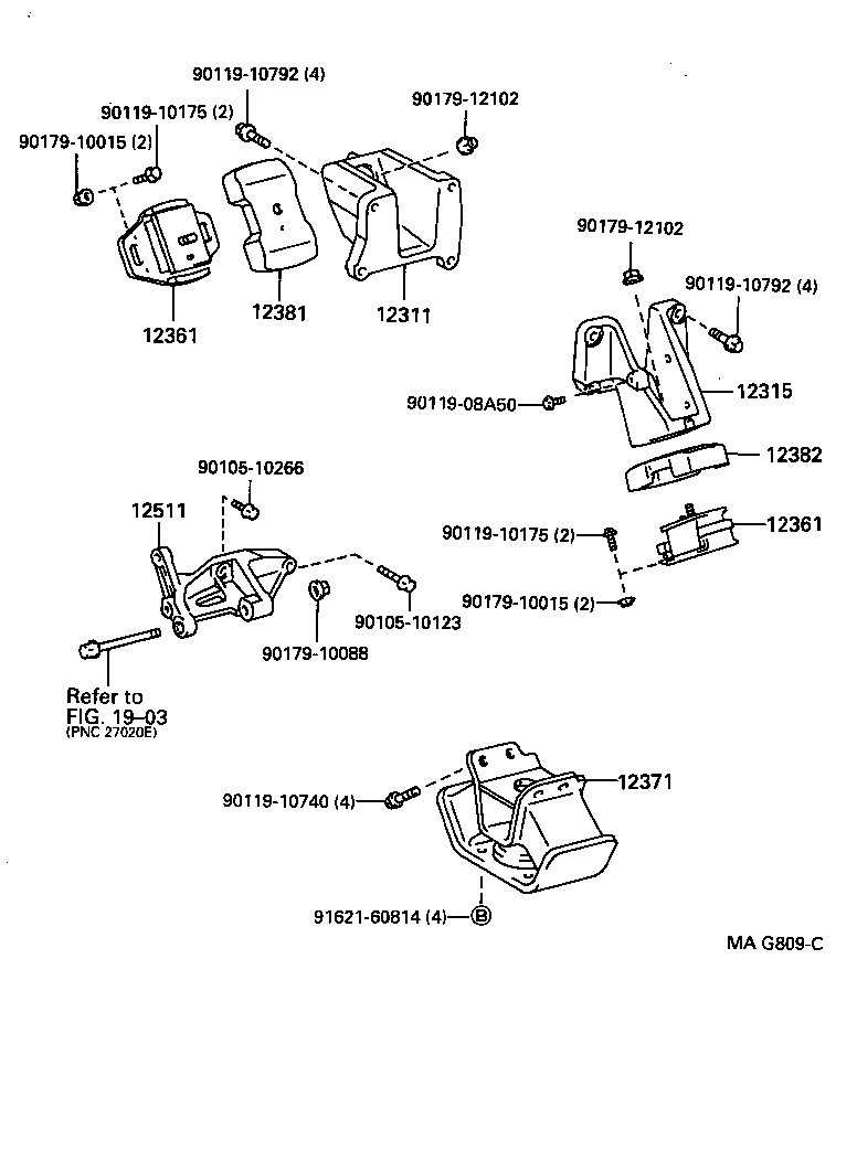 12361-75010 INSULATOR, ENGINE MOUNTING, FRONT product image