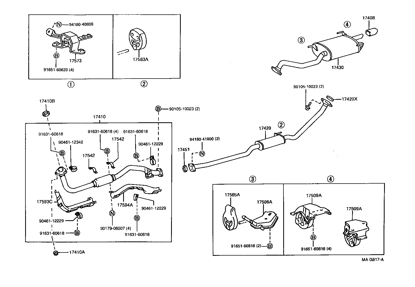 17565-74410 SUPPORT, EXHAUST PIPE, NO.1 product image