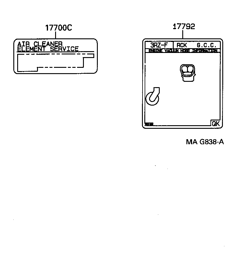 17792-75110 PLATE, ENGINE VACUUM HOSE INFORMATION product image