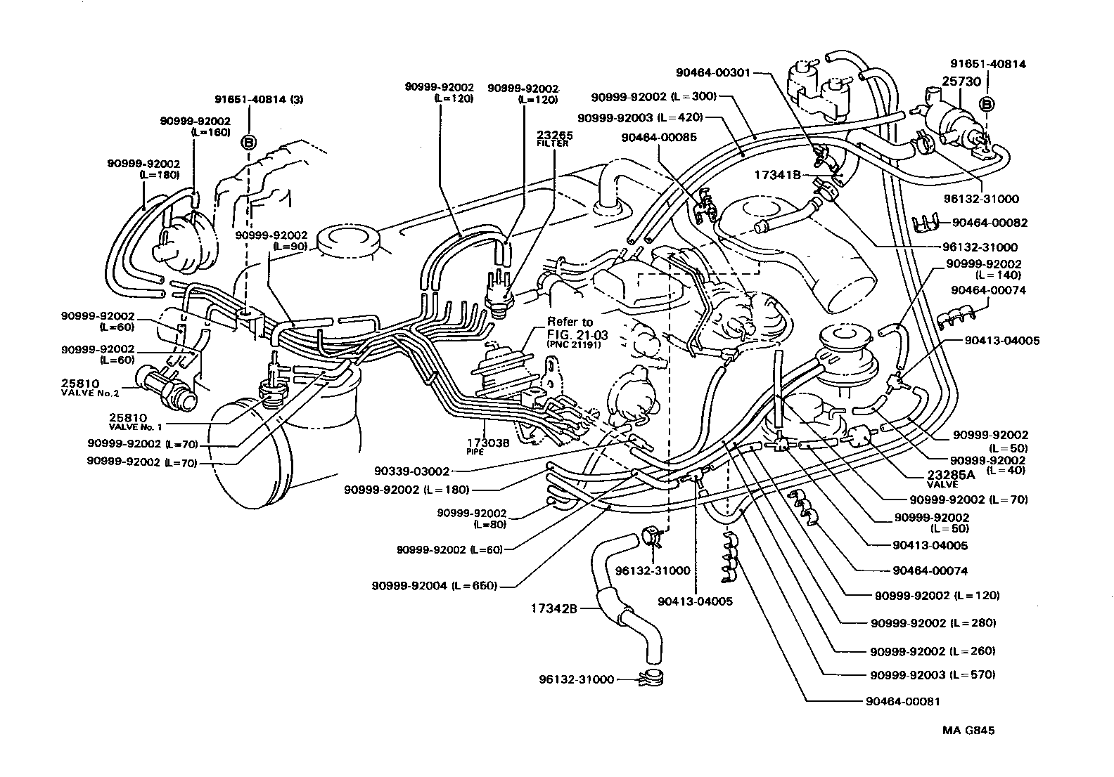 17341-73080 HOSE, NO.1(FOR AIR INJECTION SYSTEM) product image