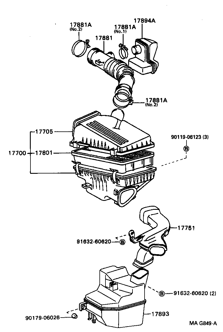 Toyota 17751-74030 INLET, AIR CLEANER, NO.1