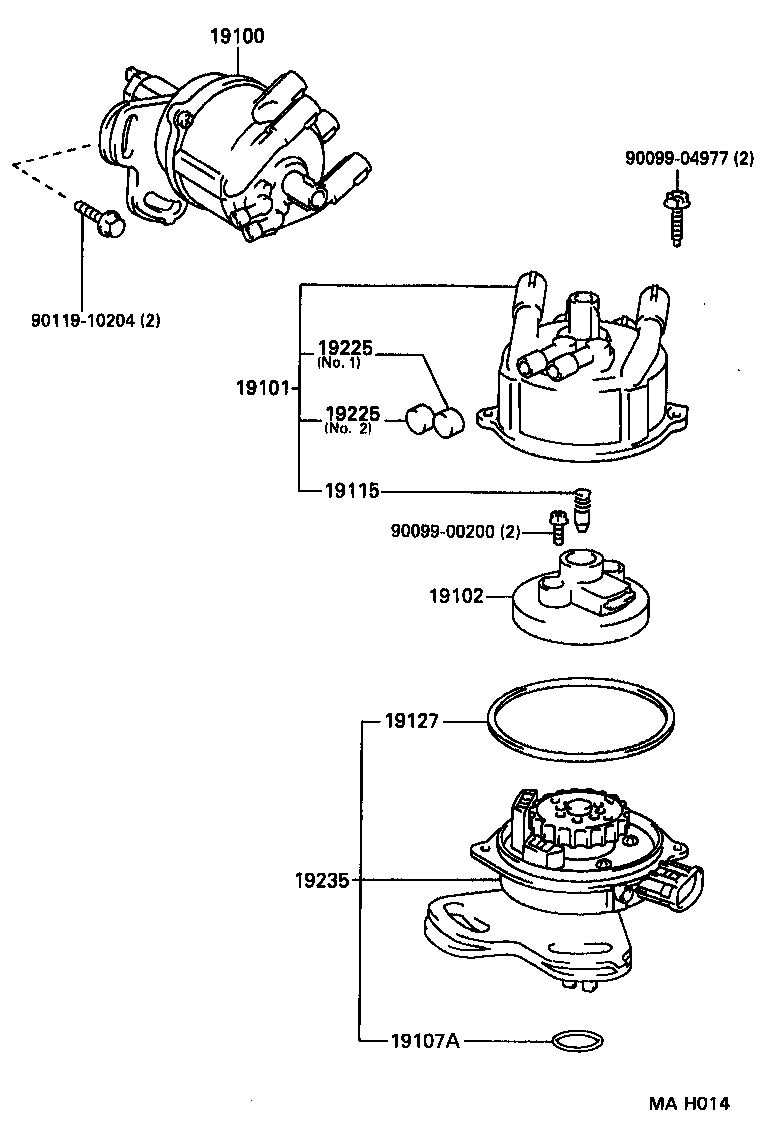 19115-88280 PIECE, DISTRIBUTOR CAP, CENTER product image