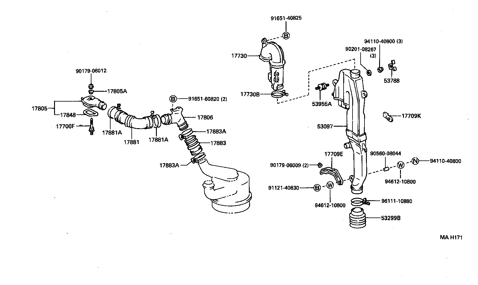 17805-58080 PIPE SUB-ASSY, AIR CLEANER, NO.1 product image