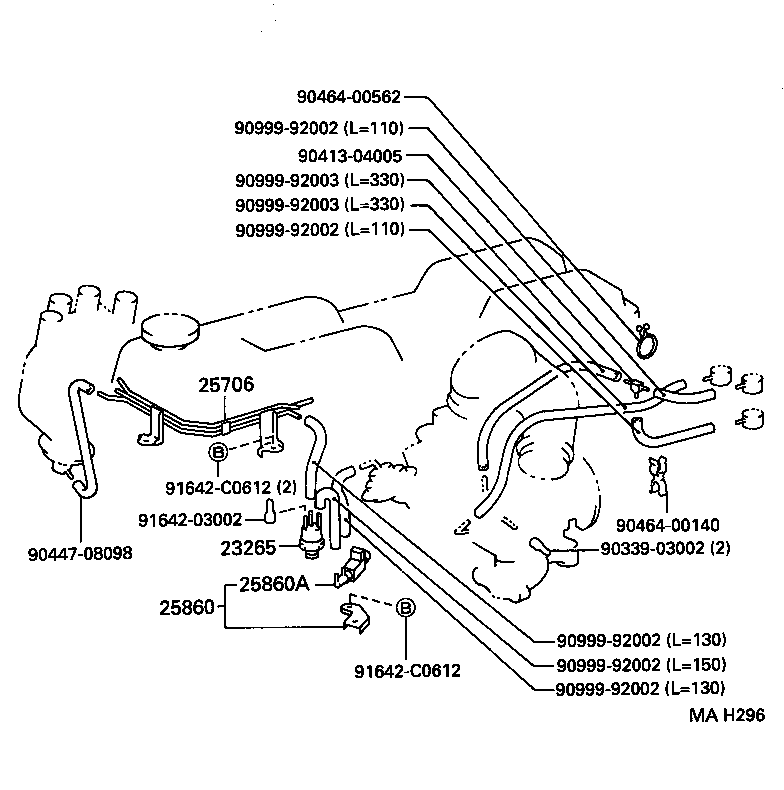 25706-58010 PIPE SUB-ASSY, VACUUM TRANSMITTING, NO.1 product image