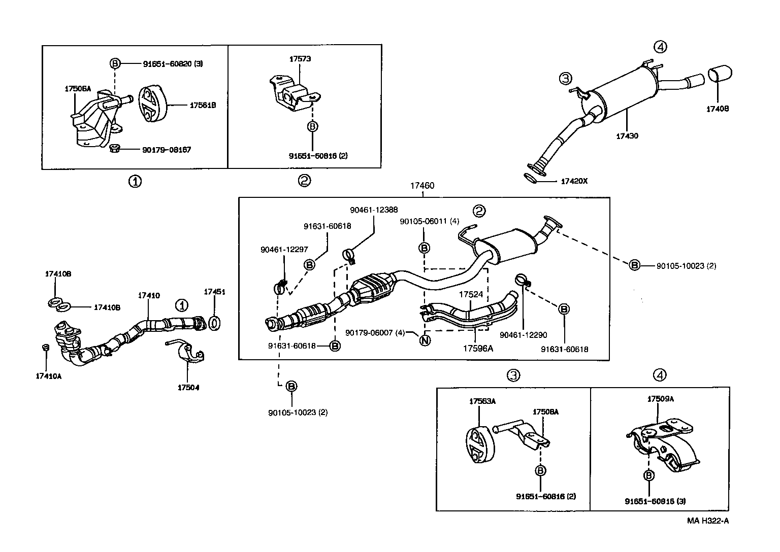 17565-74410 SUPPORT, EXHAUST PIPE, NO.1 product image