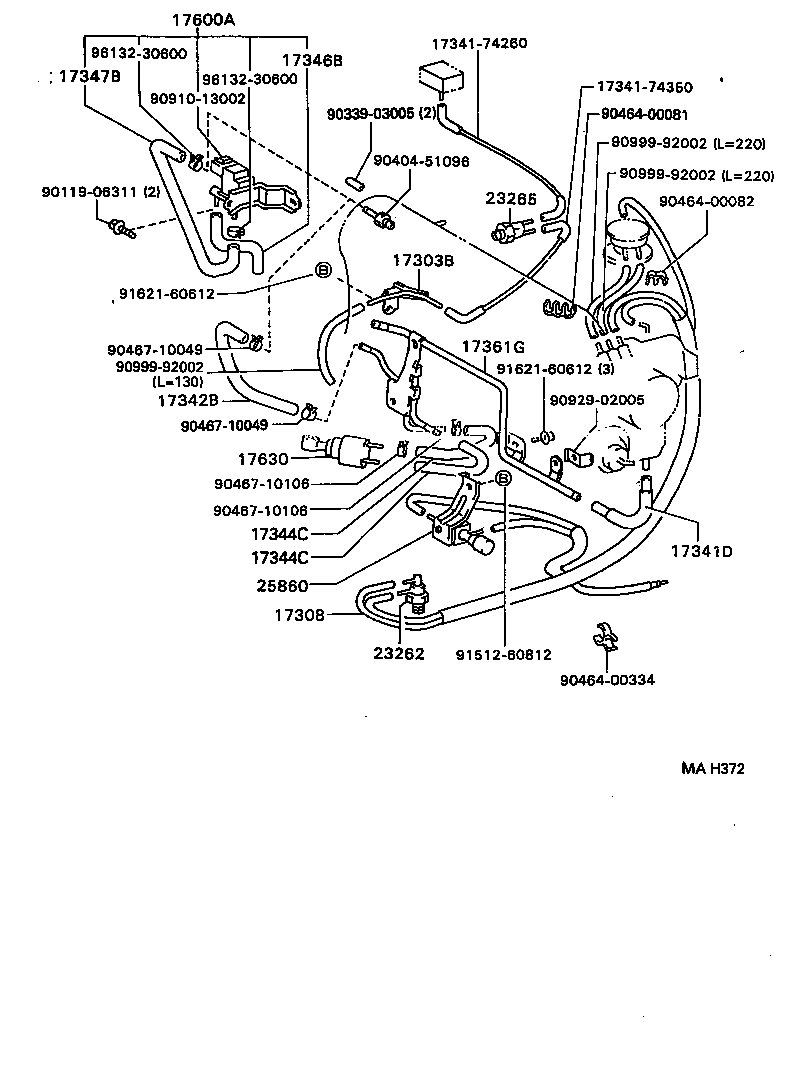 17308-20040 HOSE SUB-ASSY, VACUUM(FOR IDLE-UP) product image