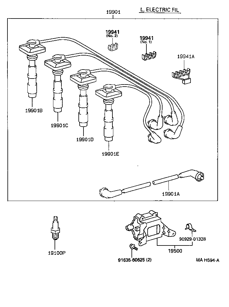 90080-91060 CORD, SPARK PLUG RESISTIVE, NO.1 product image