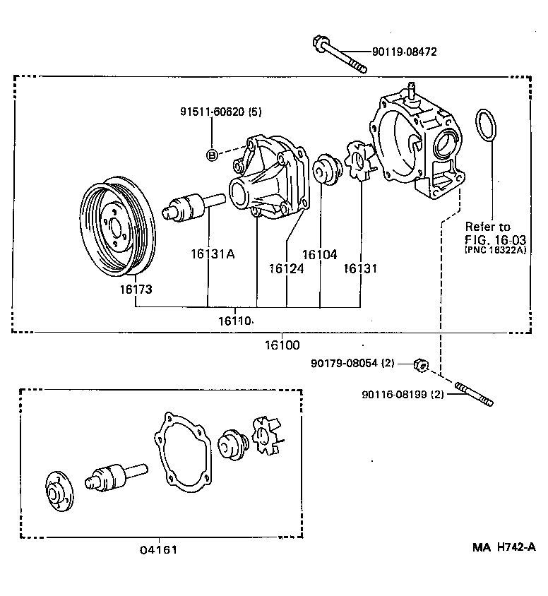 Toyota 16104-74010 SEAL SET, WATER PUMP