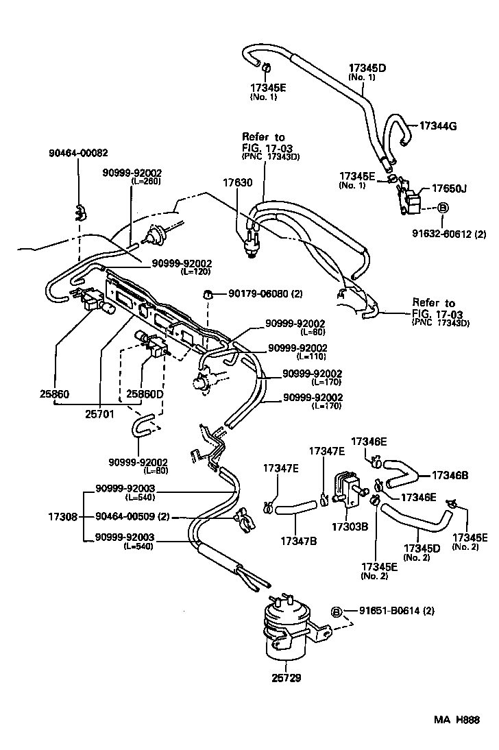 23829-20030 HOSE, FUEL VAPOR FEED, NO.3 product image