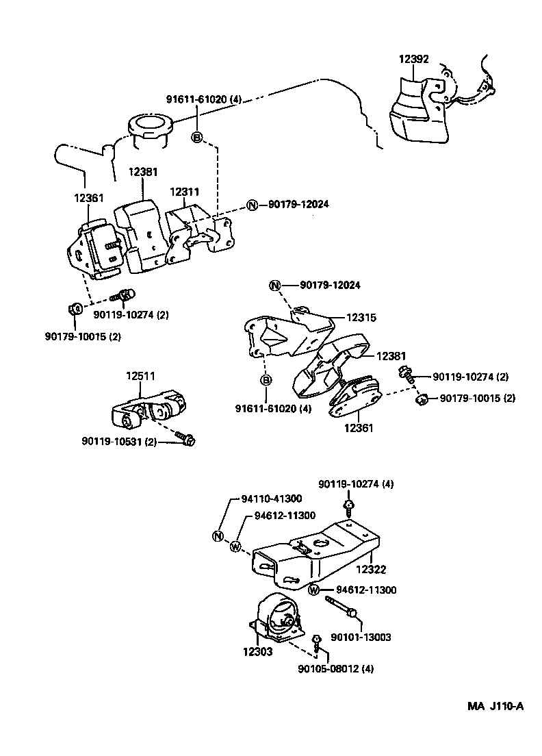 12311-54102 BRACKET, ENGINE MOUNTING, FRONT NO.1 RH product image