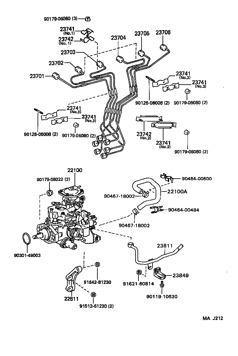 23271-17010 HOSE OR PIPE, FUEL(FOR INJECTION PUMP TO FUEL FILTER) product image