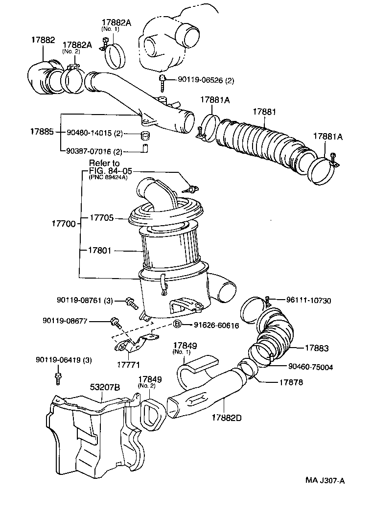 17103-54050 PIPE SUB-ASSY, AIR CLEANER, NO.2 product image