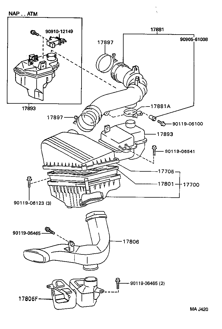 17343-0A010 HOSE, AIR, NO.3 product image