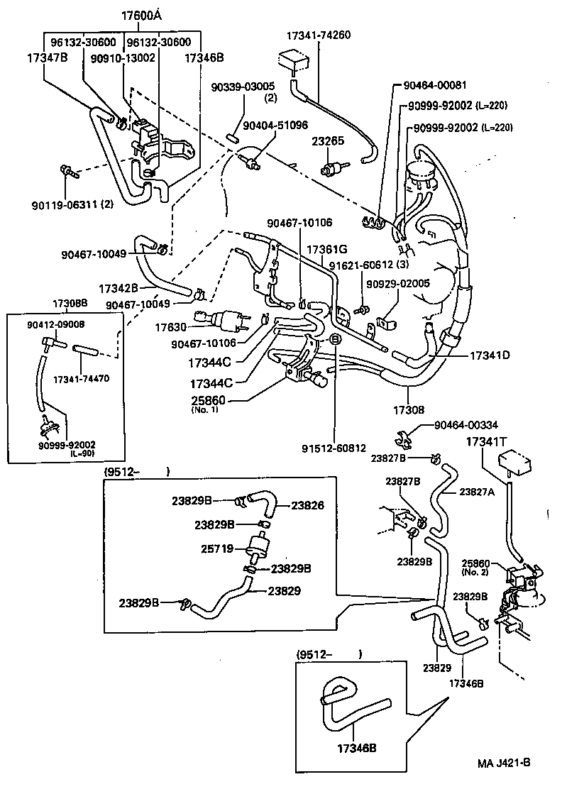 17308-20040 HOSE SUB-ASSY, VACUUM(FOR IDLE-UP) product image
