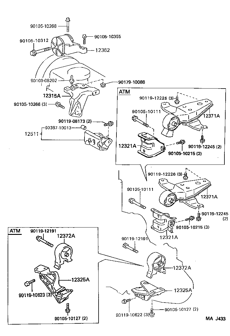 12303-11090 BRACKET, ENGINE MOUNTING, REAR(FOR TRANSVERSE ENGINE) product image