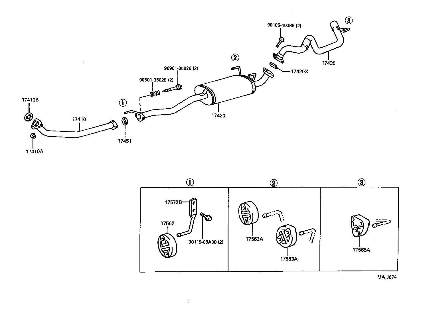 17403-67020 PIPE ASSY, EXHAUST, CENTER product image