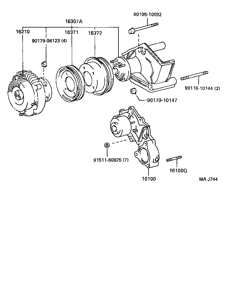 16100-69405 PUMP ASSY, ENGINE WATER product image