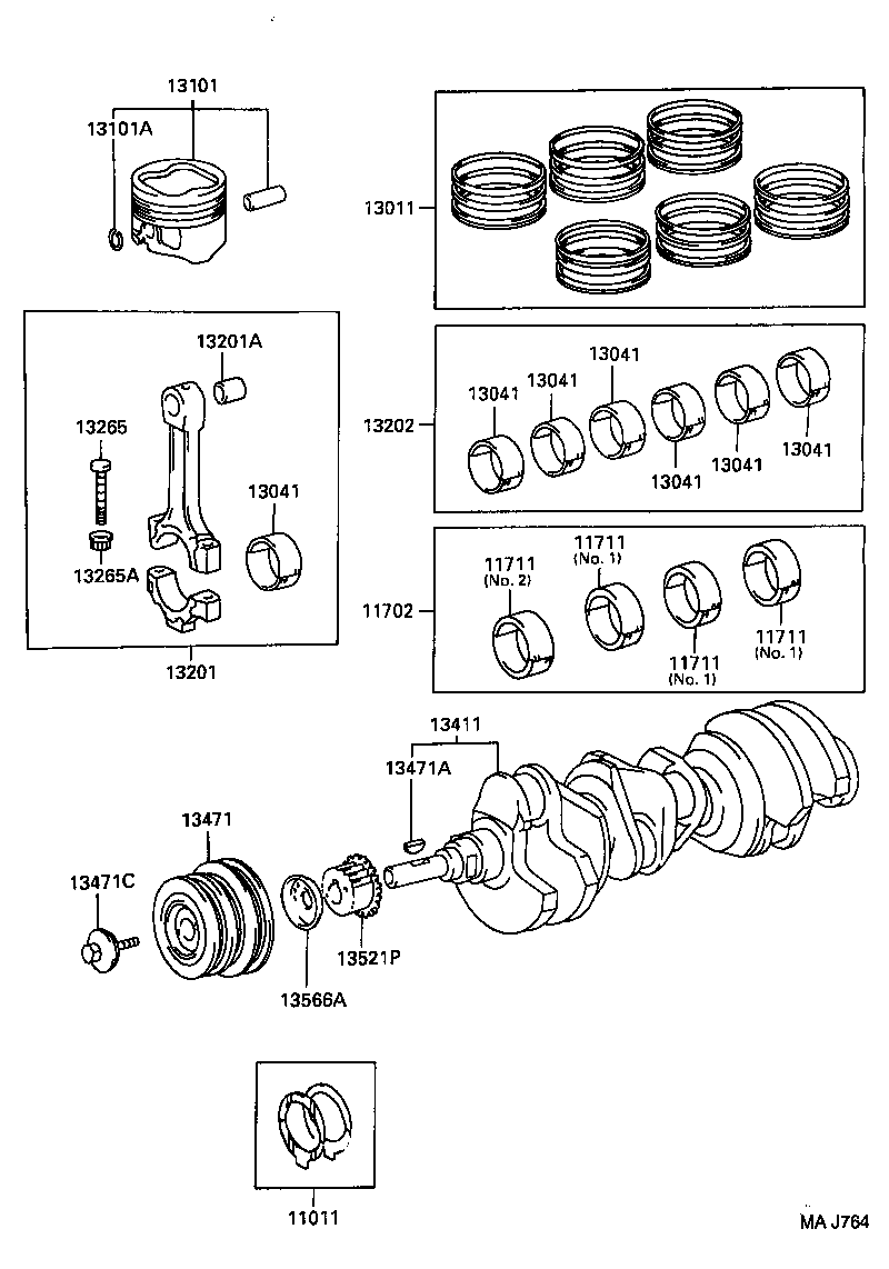 13103-62070 PISTON SUB-ASSY, W/PIN product image