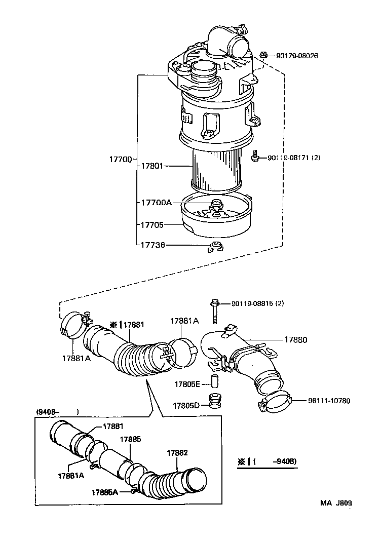 17880-75010 HOSE ASSY, AIR CLEANER product image