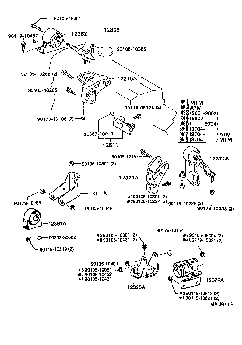 12321-11250 BRACKET, ENGINE MOUNTING, REAR(FOR TRANSVERSE ENGINE) product image