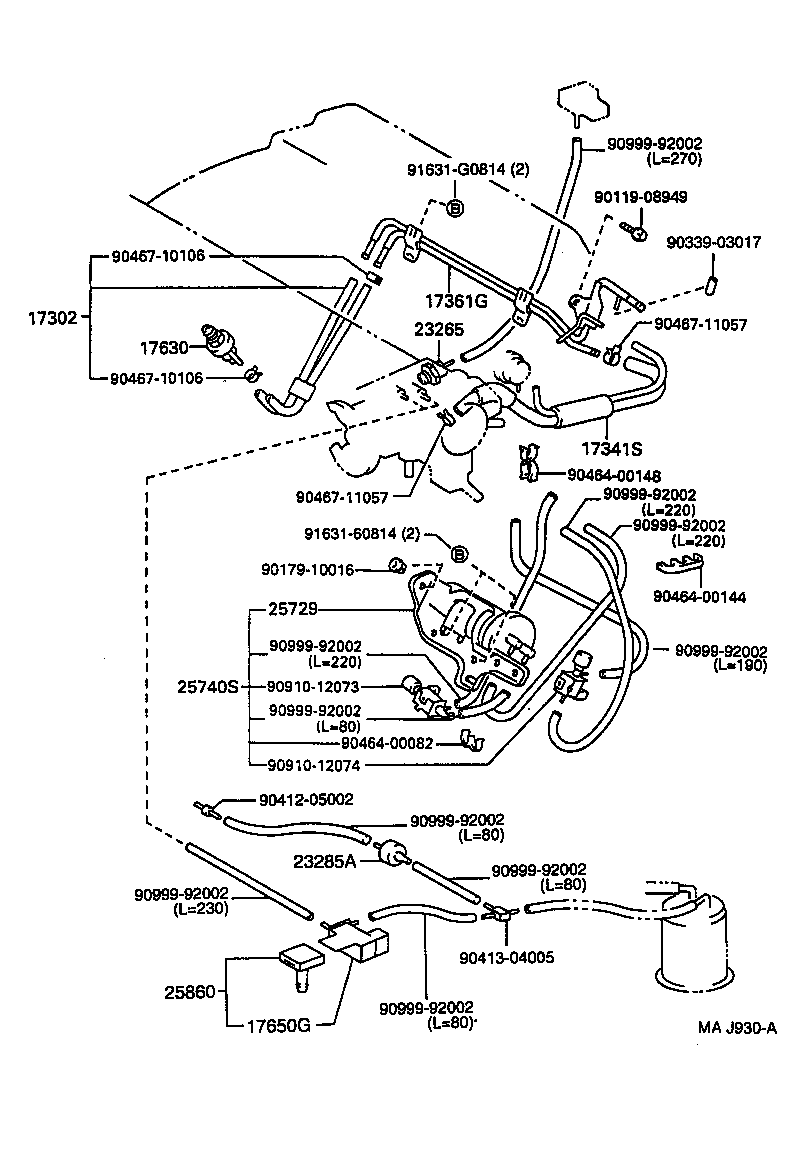 17342-11140 HOSE, NO.2(FOR IDLE-UP) product image