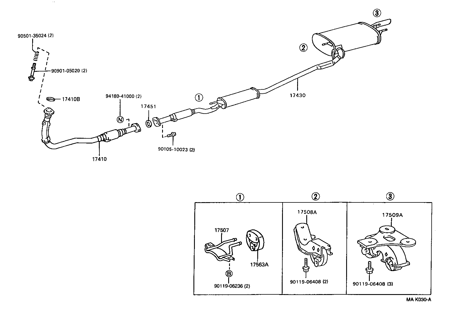 17410-03220 PIPE ASSY, EXHAUST, FRONT product image