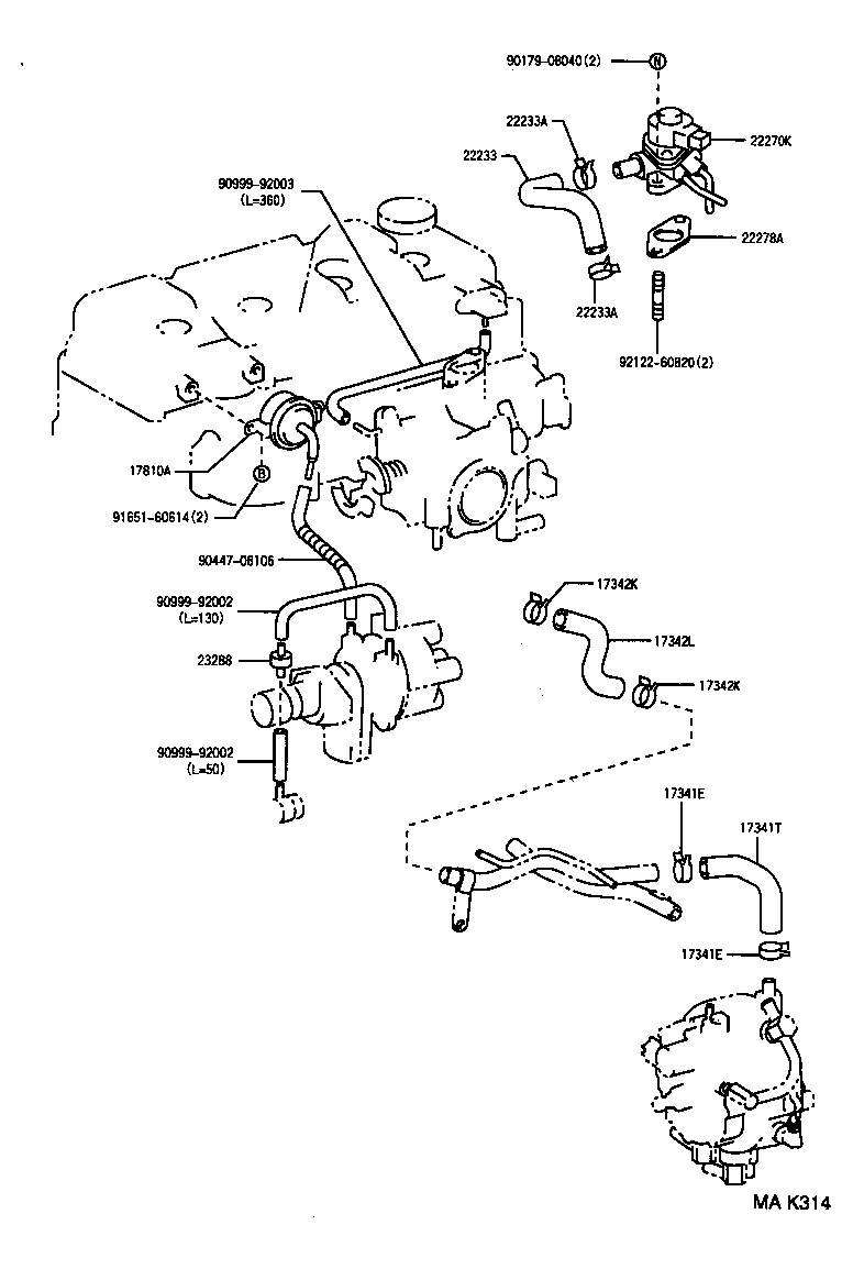 19971-89101 PIPE SUB-ASSY, VACUUM TRANSMITTING, NO.1 product image