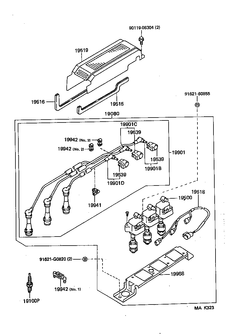 90919-15071 CORD, SPARK PLUG RESISTIVE, NO.2 product image