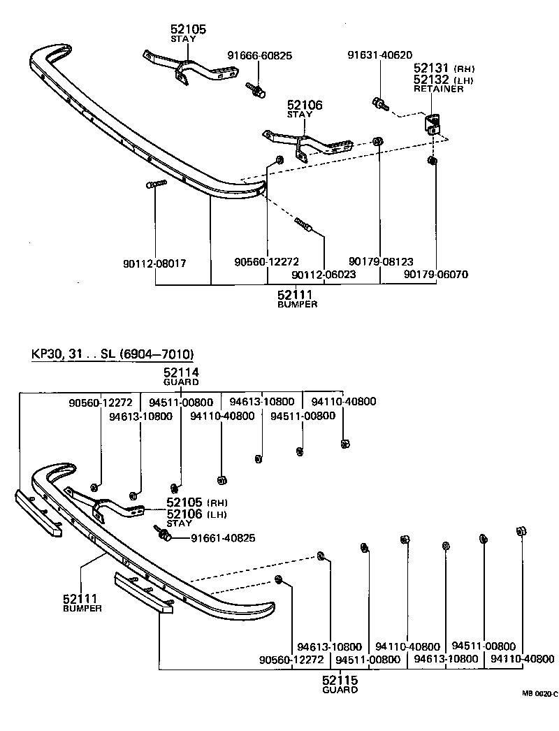 52103-19015 GUARD, BUMPER, FRONT RH product image