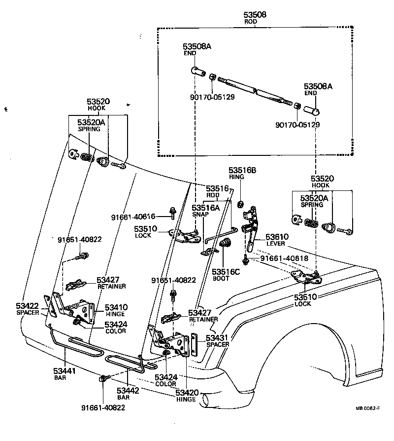 53401-91402 HINGE ASSY, HOOD, RH product image