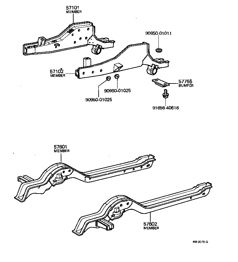 57602-91407 MEMBER SUB-ASSY, REAR FLOOR SIDE, LH product image