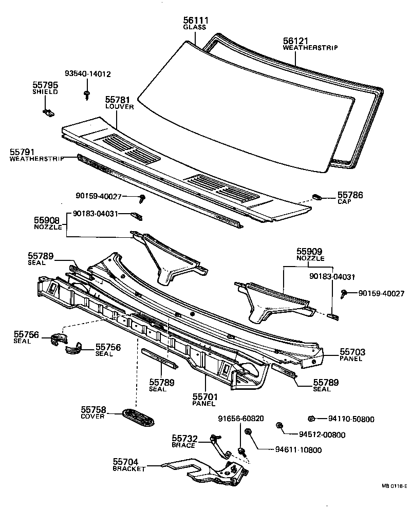 56121-10050 WEATHERSTRIP, WINDSHIELD product image