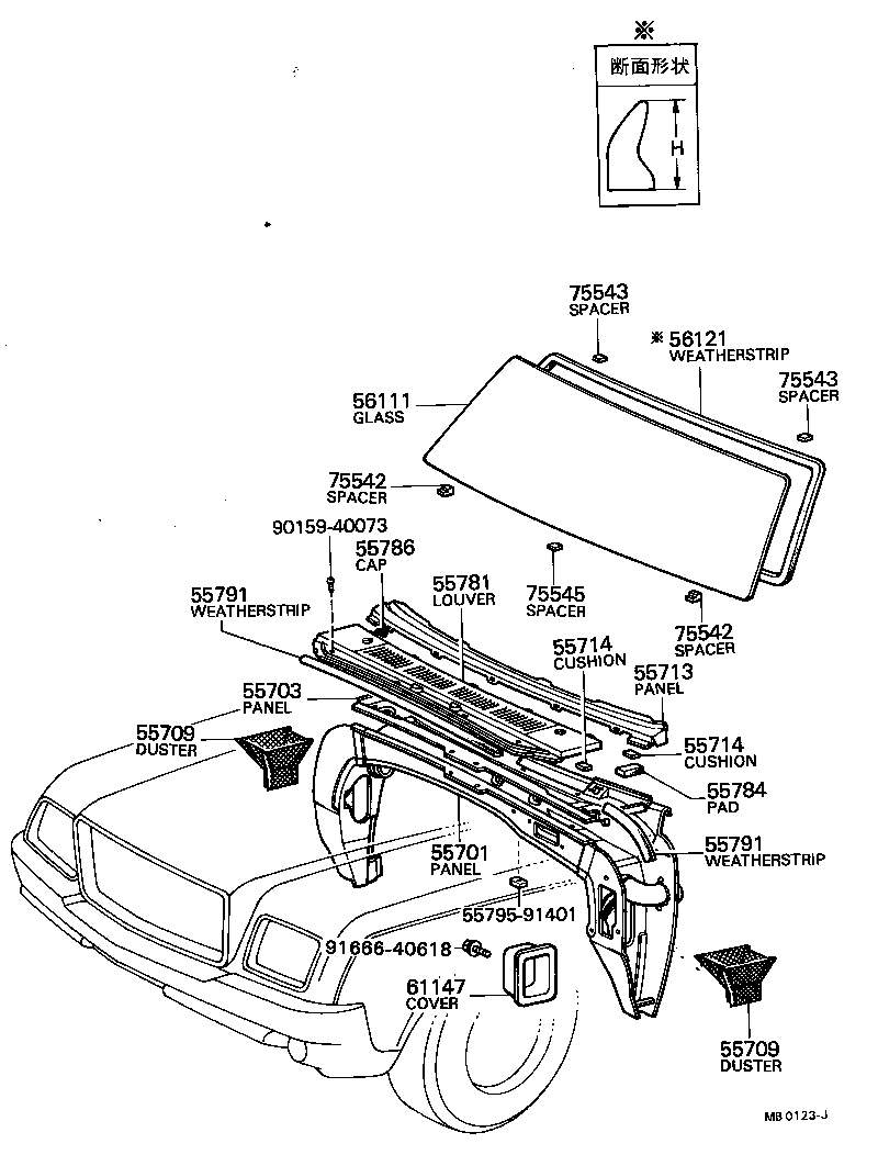56102-91401 WEATHERSTRIP, WINDSHIELD product image