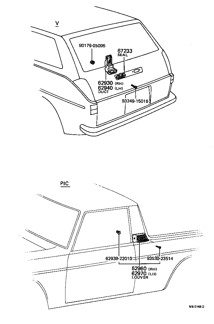 62905-10030 LOUVER ASSY, ROOF SIDE VENT, RH product image