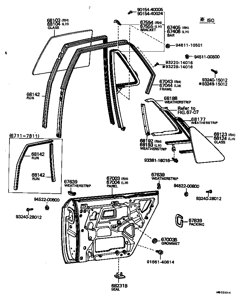 67404-91402 BAR SUB-ASSY, REAR DOOR WINDOW DIVISION, LH product image