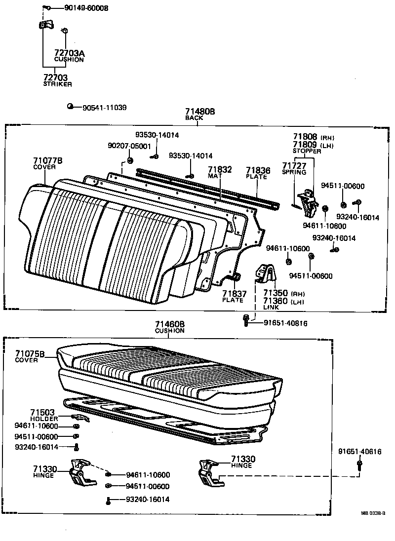 71702-11070 STOPPER SUB-ASSY, REAR SEAT BACK, RH product image