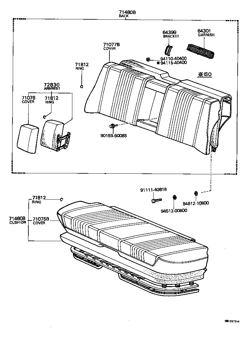 71820-91402-01 ARMREST ASSY, REAR SEAT, CENTER product image