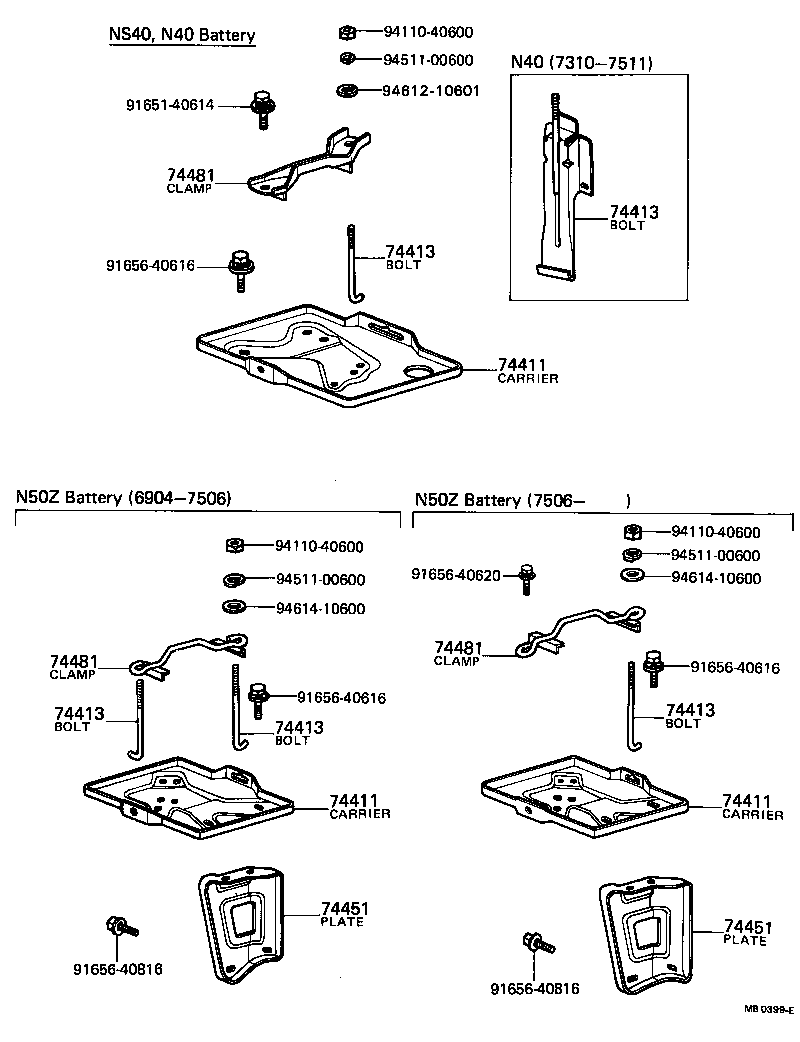 74404-10020 CLAMP, BATTERY HOLD DOWN product image