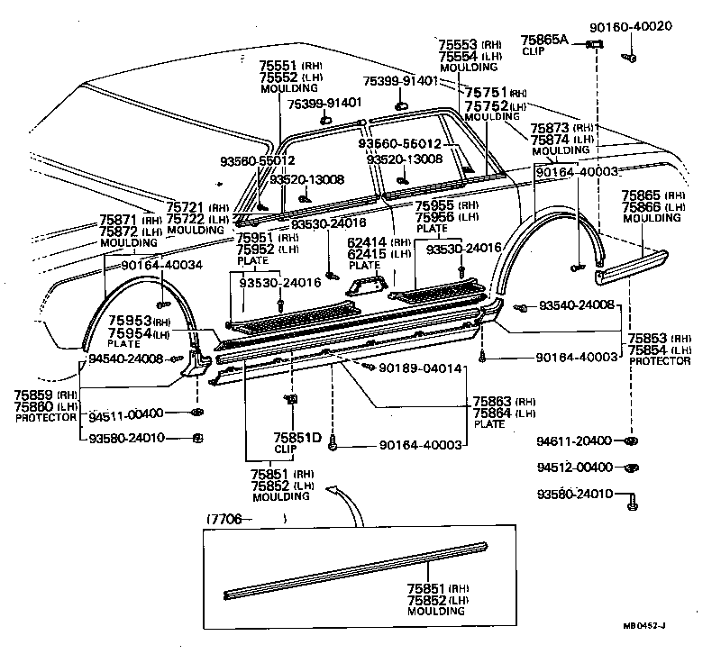 75752-91406 MOULDING, REAR DOOR BELT, LH product image
