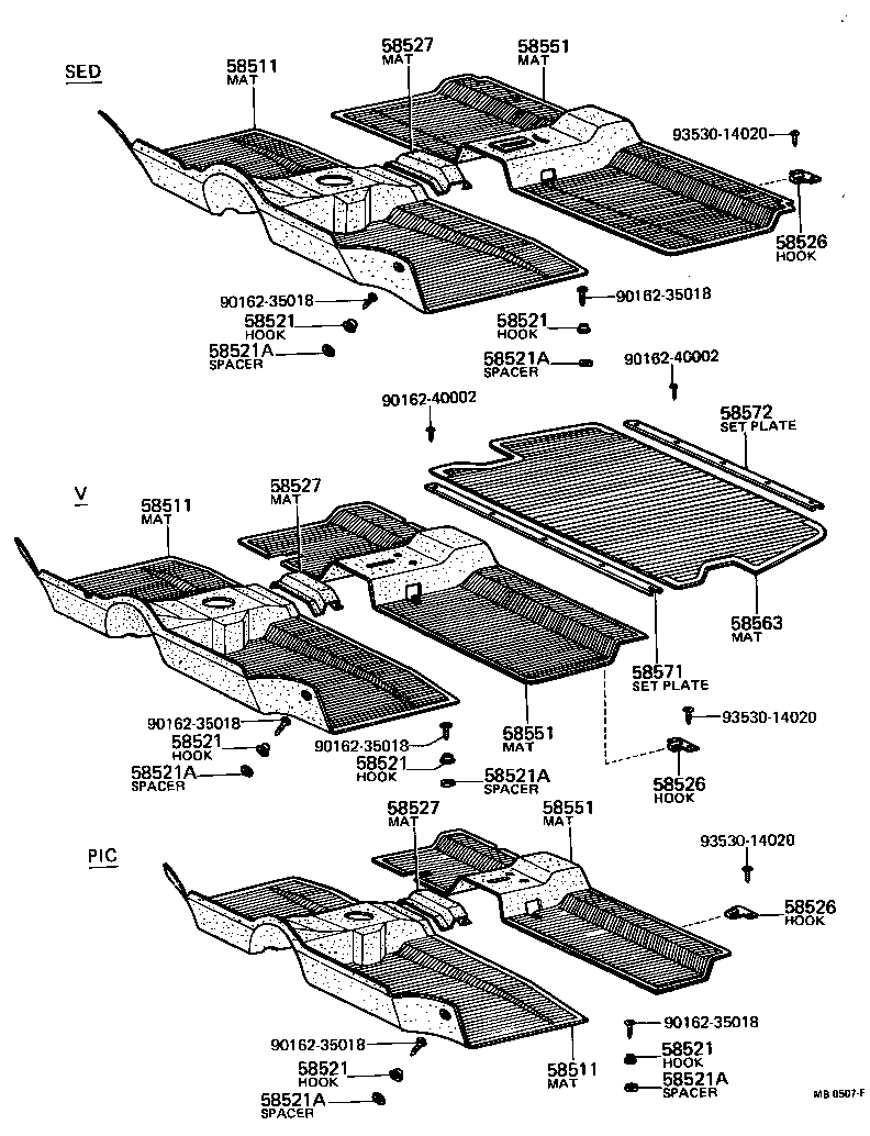 58566-11010 SET PLATE, REAR FLOOR MAT, REAR product image
