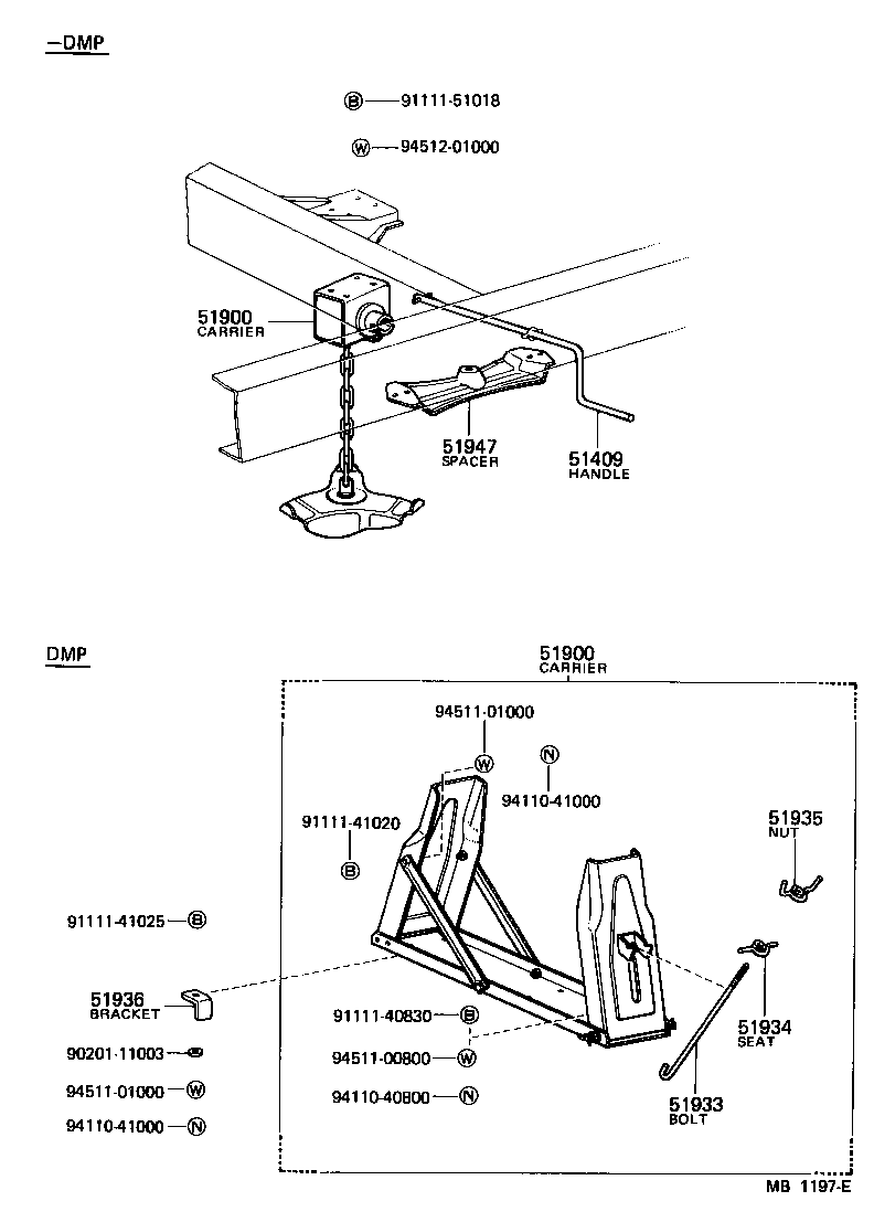 51933-93010 BOLT, SPARE WHEEL CARRIER EYE product image