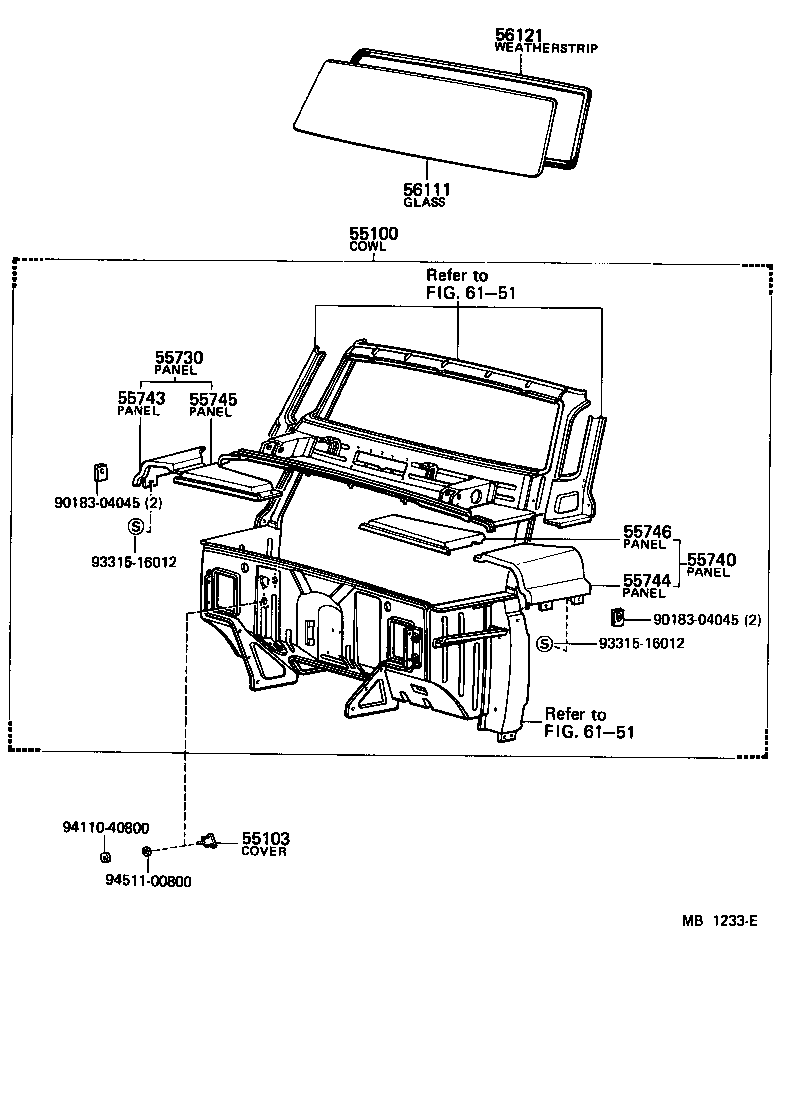 56121-95213 WEATHERSTRIP, WINDSHIELD product image