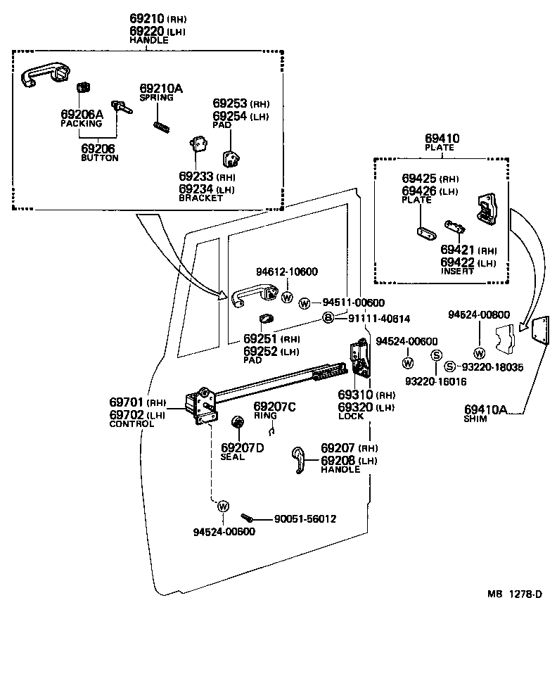 69320-95213 LOCK ASSY, FRONT DOOR, LH product image