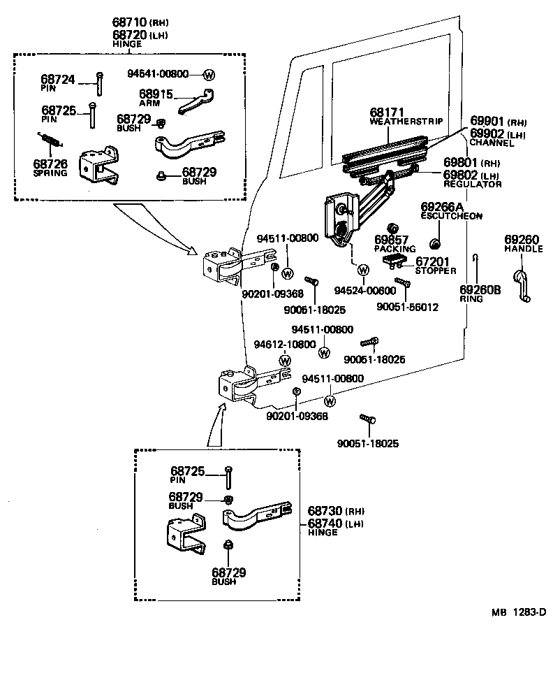 69820-95214 REGULATOR SUB-ASSY, FRONT DOOR WINDOW, LH product image