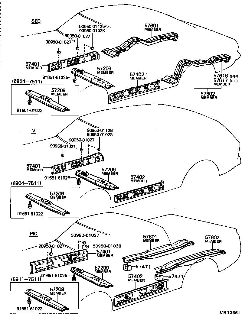 58207-11010 MEMBER SUB-ASSY, MAIN FLOOR SIDE, RH product image