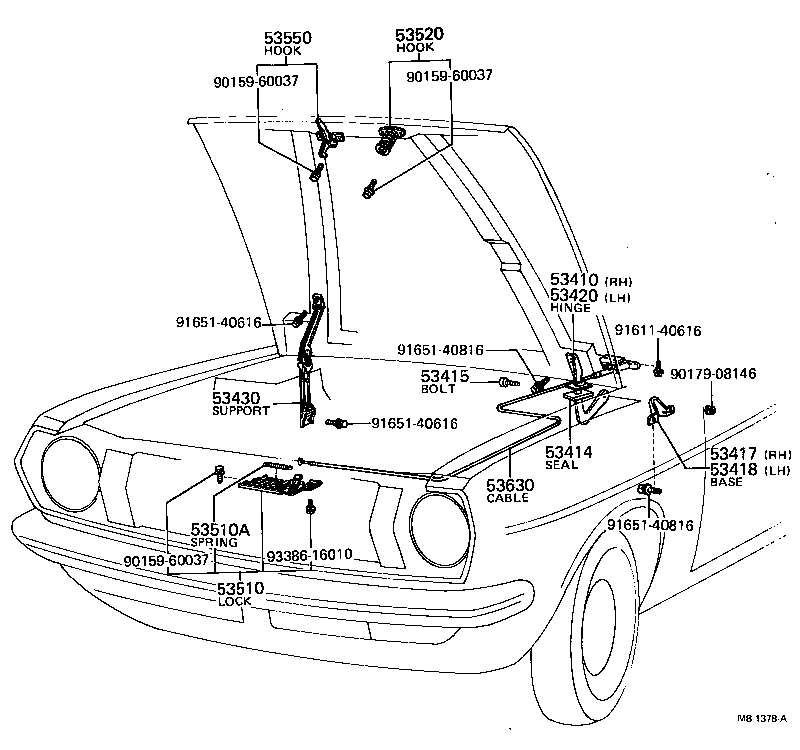 53550-19025 HOOK ASSY, HOOD AUXILIARY CATCH product image