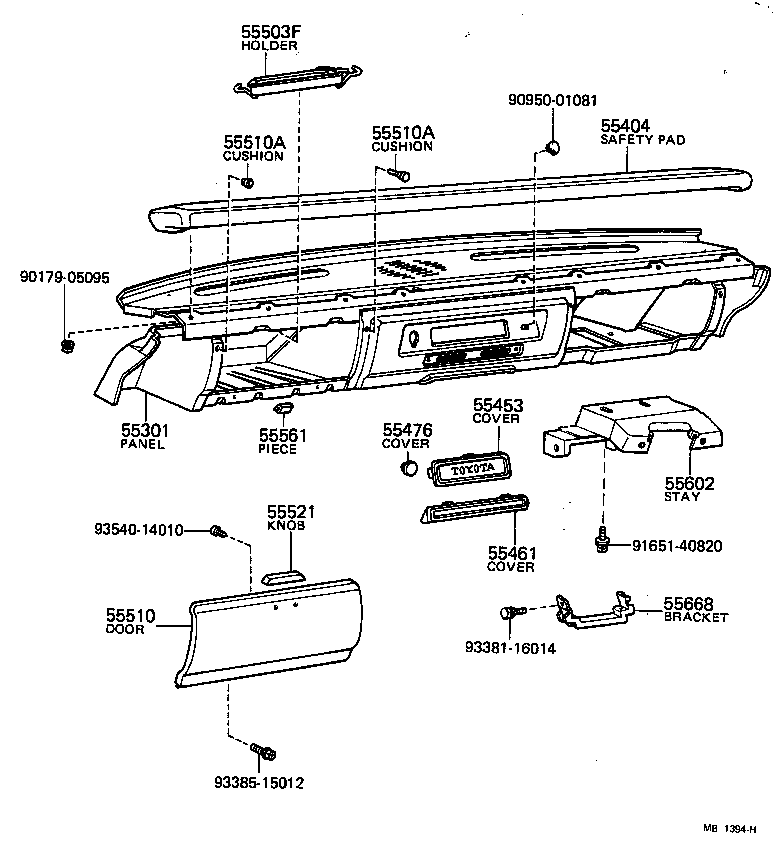 55404-95700 SAFETY PAD SUB-ASSY, INSTRUMENT PANEL, UPPER product image