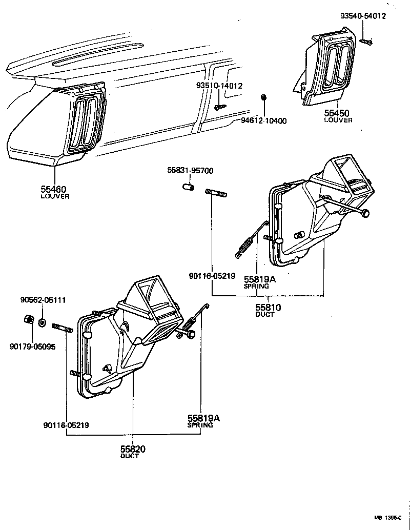 55810-95700 DUCT ASSY, SIDE VENTILATOR, RH product image