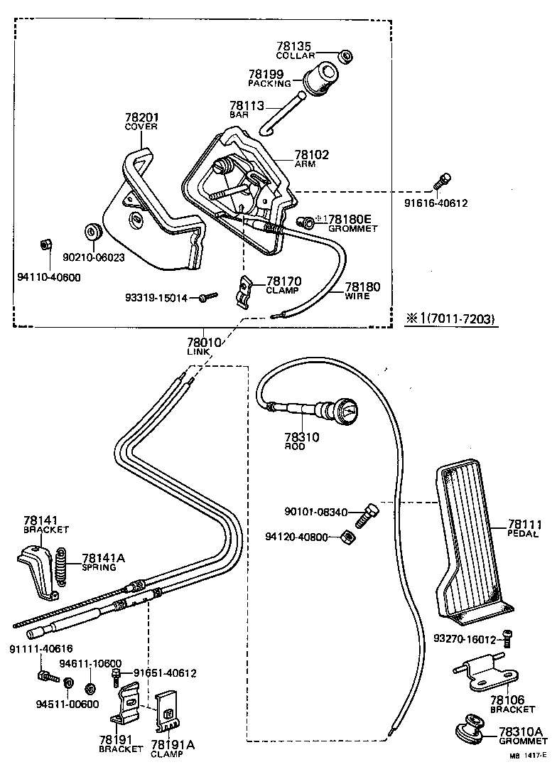 78191-95703 BRACKET, ACCELERATOR WIRE SUPPORT product image